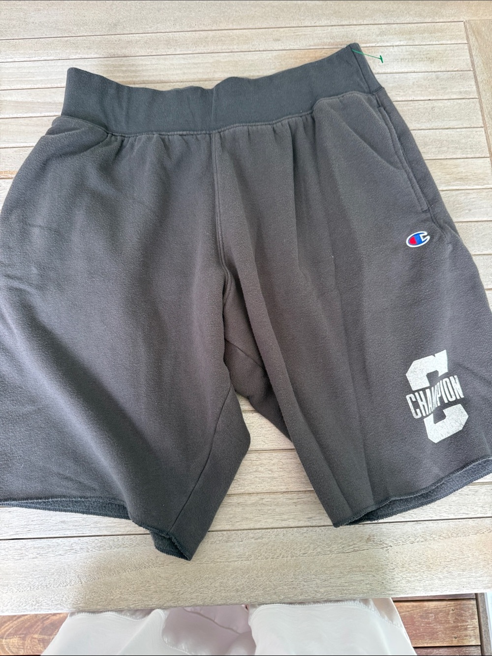 Champion Men's Black Athletic Fleece Shorts with White Logo